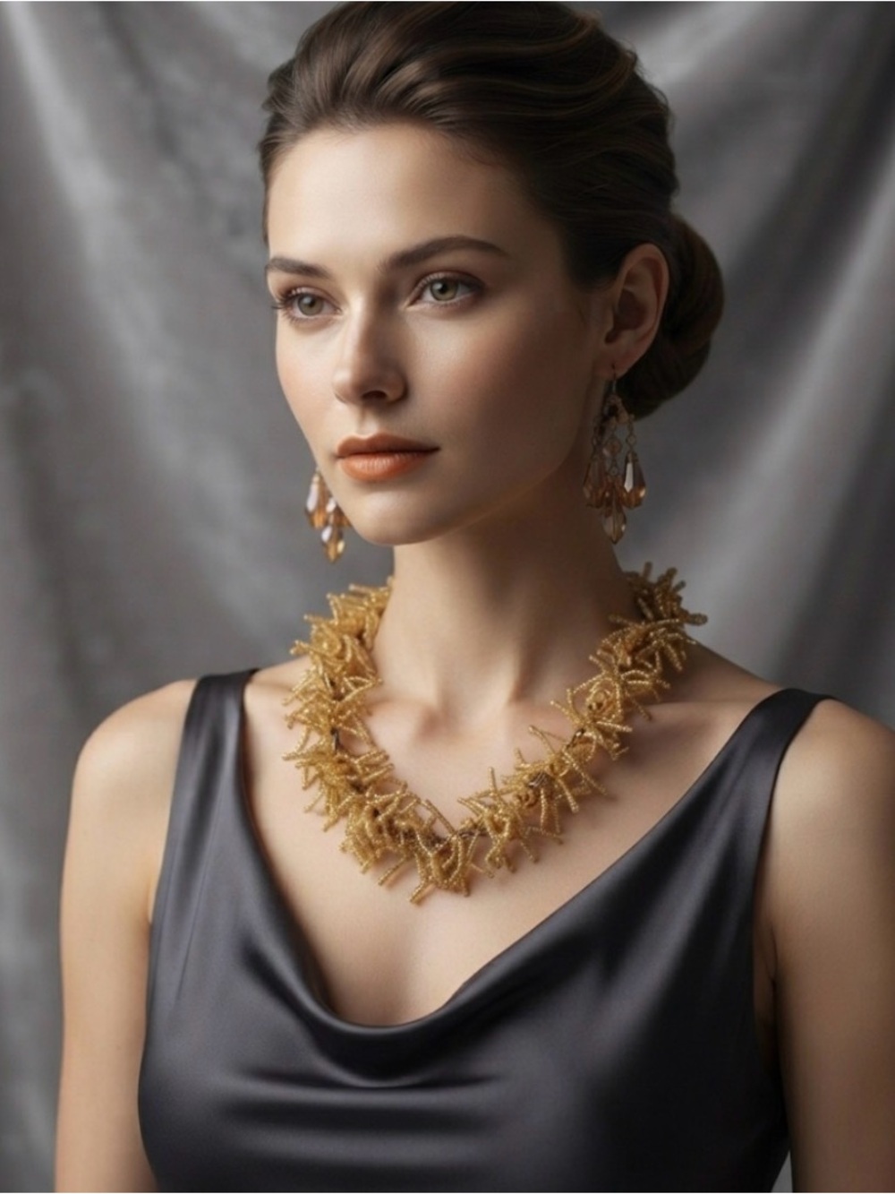 Gold Beaded Jewelry Set - Picture 4 of 8